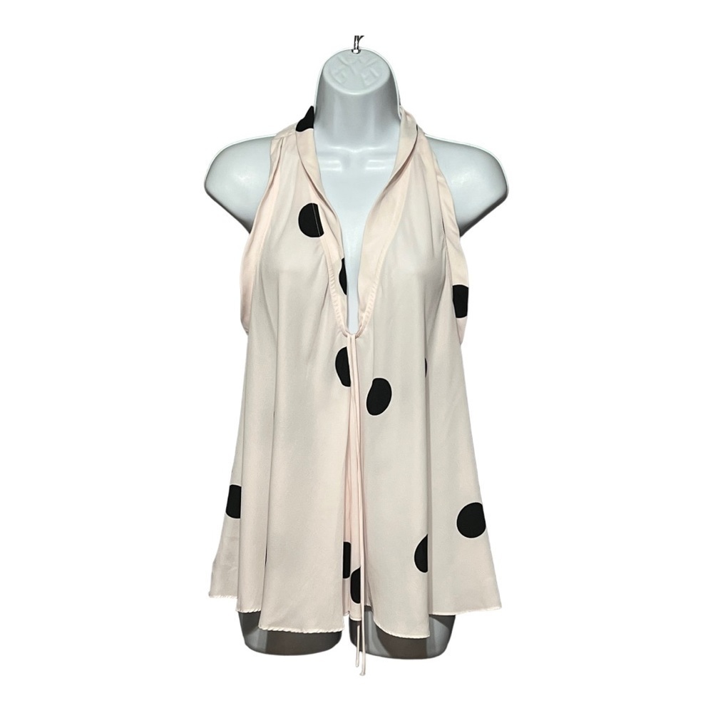 Derek Lam Dotty Delight Polka Dot Top Sleeveless Pink Black Lightweight Tunic
